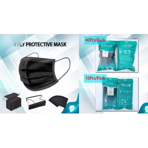 4 Ply Disposable Black Mask